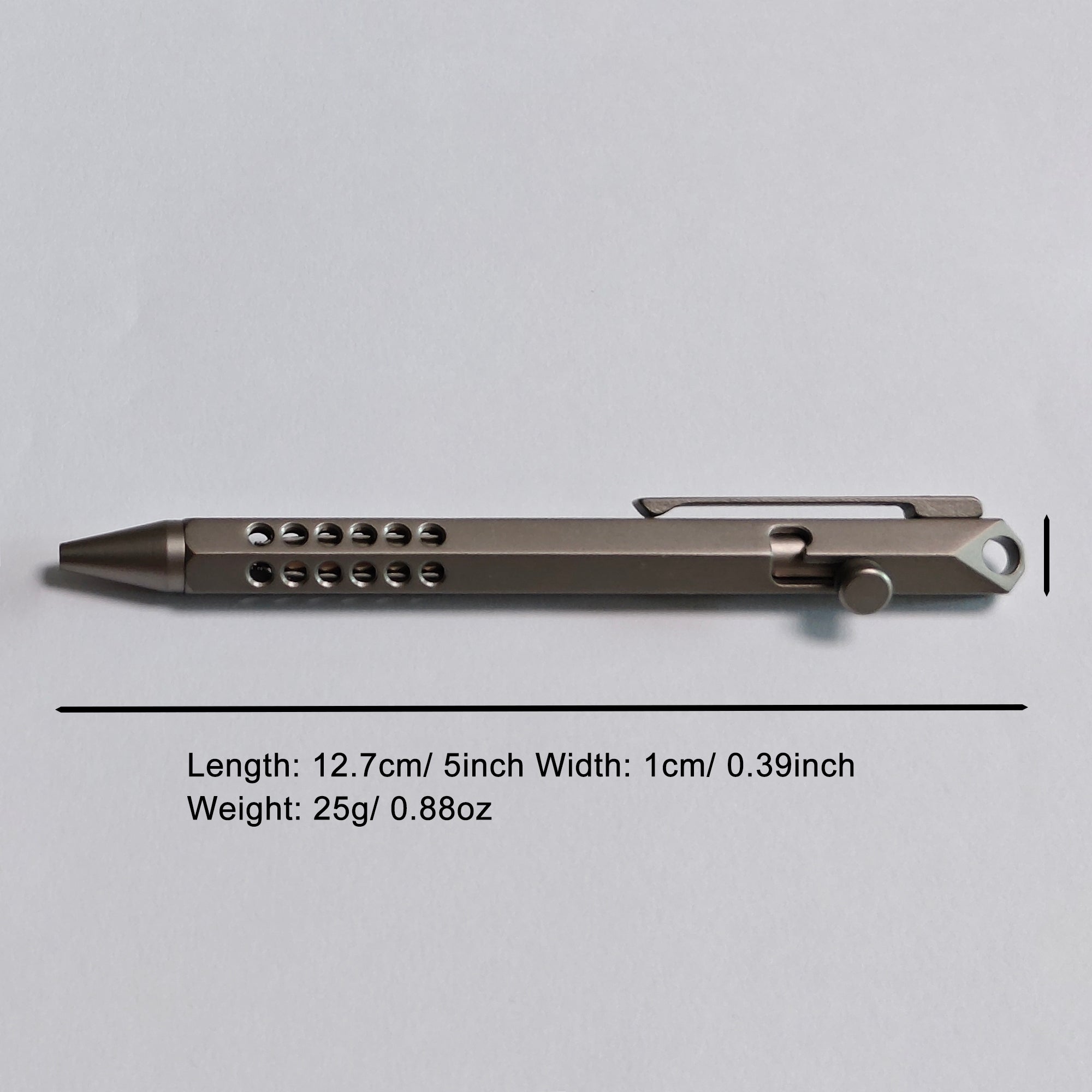 Hex-Body Titanium Bolt Action Pen EDC Pen Anti-Roll Design & Lanyard Hole - Smooth Writing
