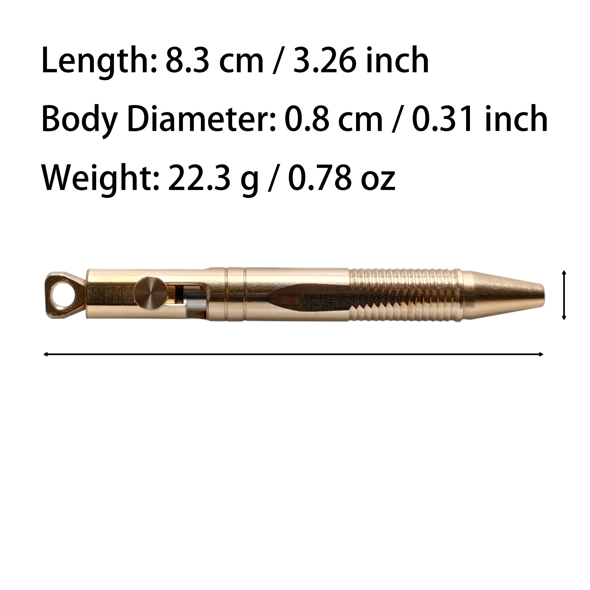 Compact Mini Brass EDC Bolt Action Ballpoint Pen – Portable Keychain Pen with Quick Release, Grooved Grip, Secure Lock, and Lanyard Loop for Everyday Carry