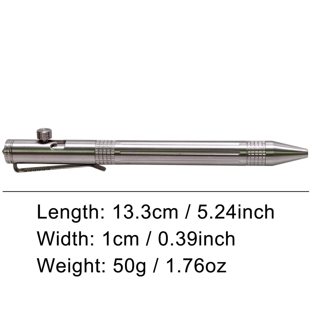 Stainless Steel Bolt-action Pen EDC Outdoor Retractable Ball-point Pens with Pocket Clip