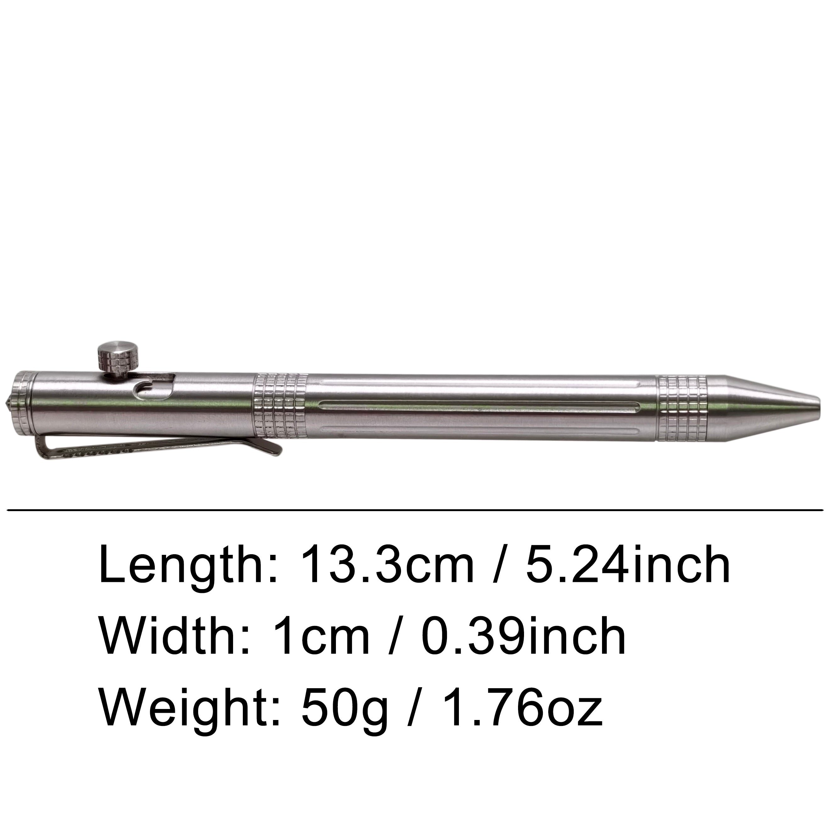 Stainless Steel Bolt-action Pen EDC Outdoor Retractable Ball-point Pens with Pocket Clip
