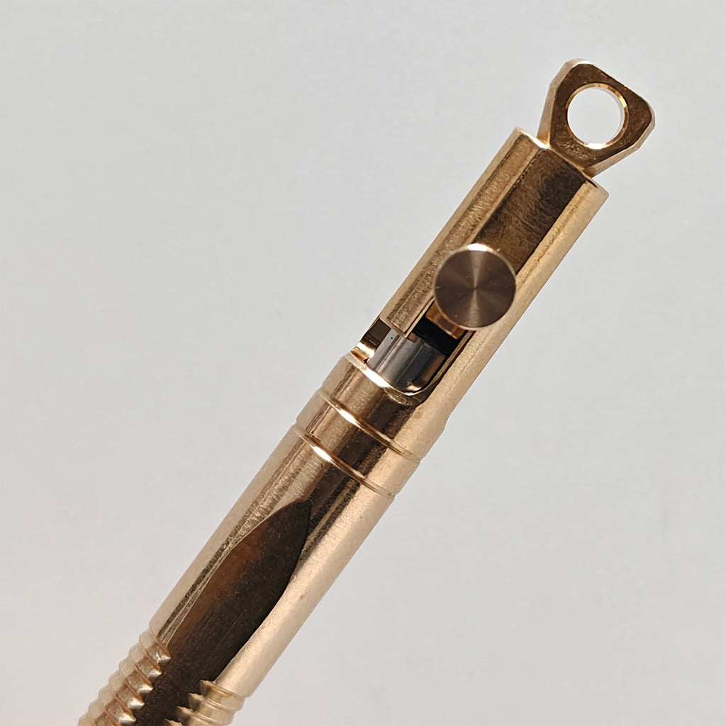 Compact Mini Brass EDC Bolt Action Ballpoint Pen – Portable Keychain Pen with Quick Release, Grooved Grip, Secure Lock, and Lanyard Loop for Everyday Carry