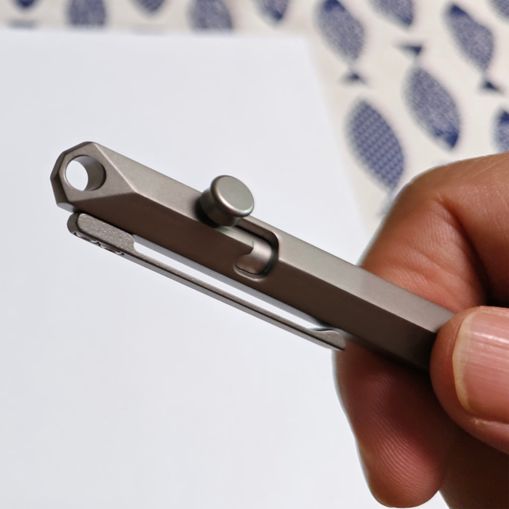 Hex-Body Titanium Bolt Action Pen EDC Pen Anti-Roll Design & Lanyard Hole - Smooth Writing