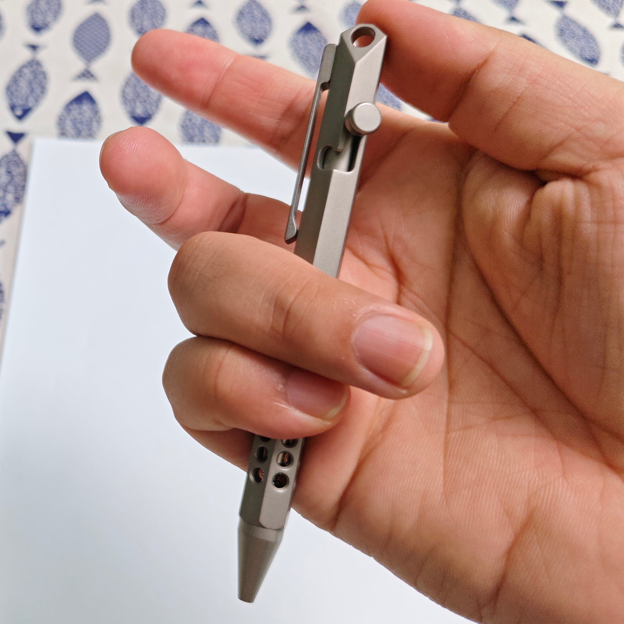 Hex-Body Titanium Bolt Action Pen EDC Pen Anti-Roll Design & Lanyard Hole - Smooth Writing