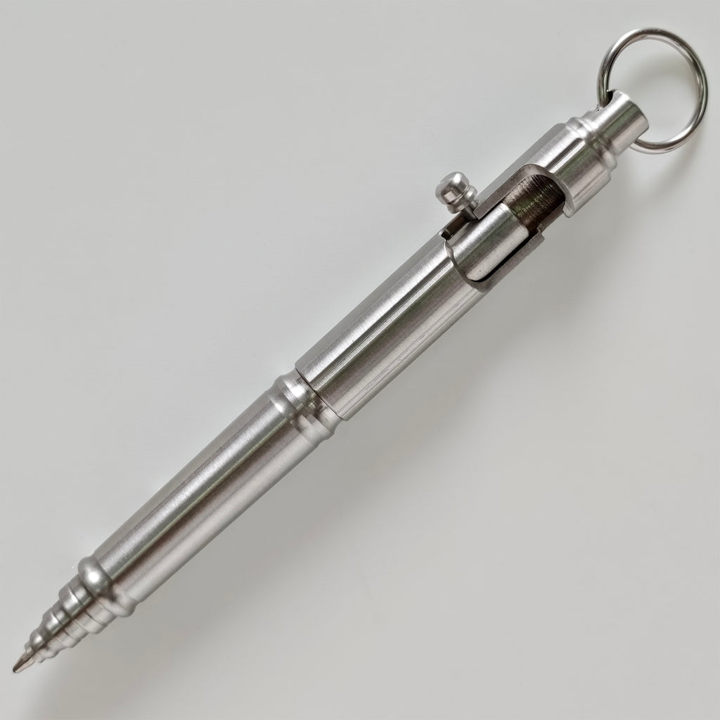Bolt Action Keychain Pen - EDC Pocket Pen, Stainless Steel with Keyring, Writing Instrument for Everyday Carry - Perfect Gift for Men