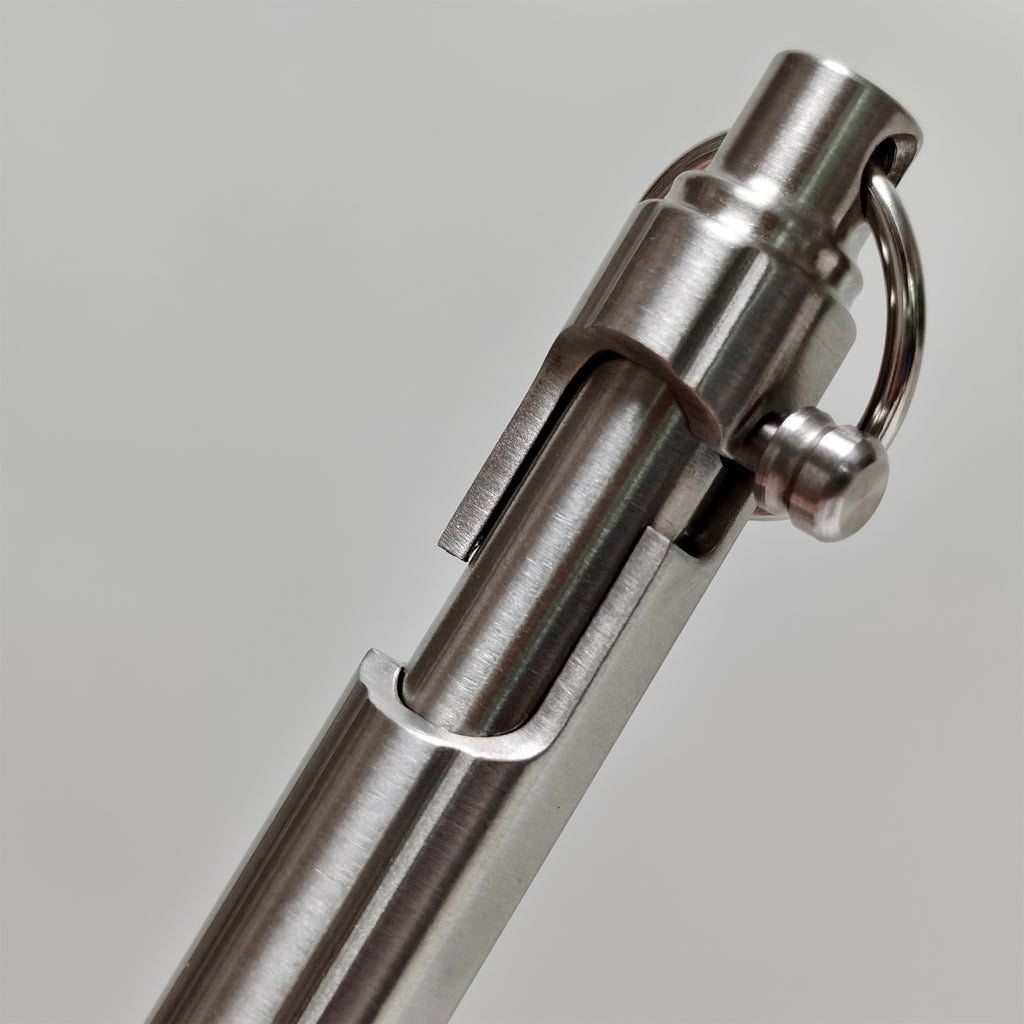 Bolt Action Keychain Pen - EDC Pocket Pen, Stainless Steel with Keyring, Writing Instrument for Everyday Carry - Perfect Gift for Men