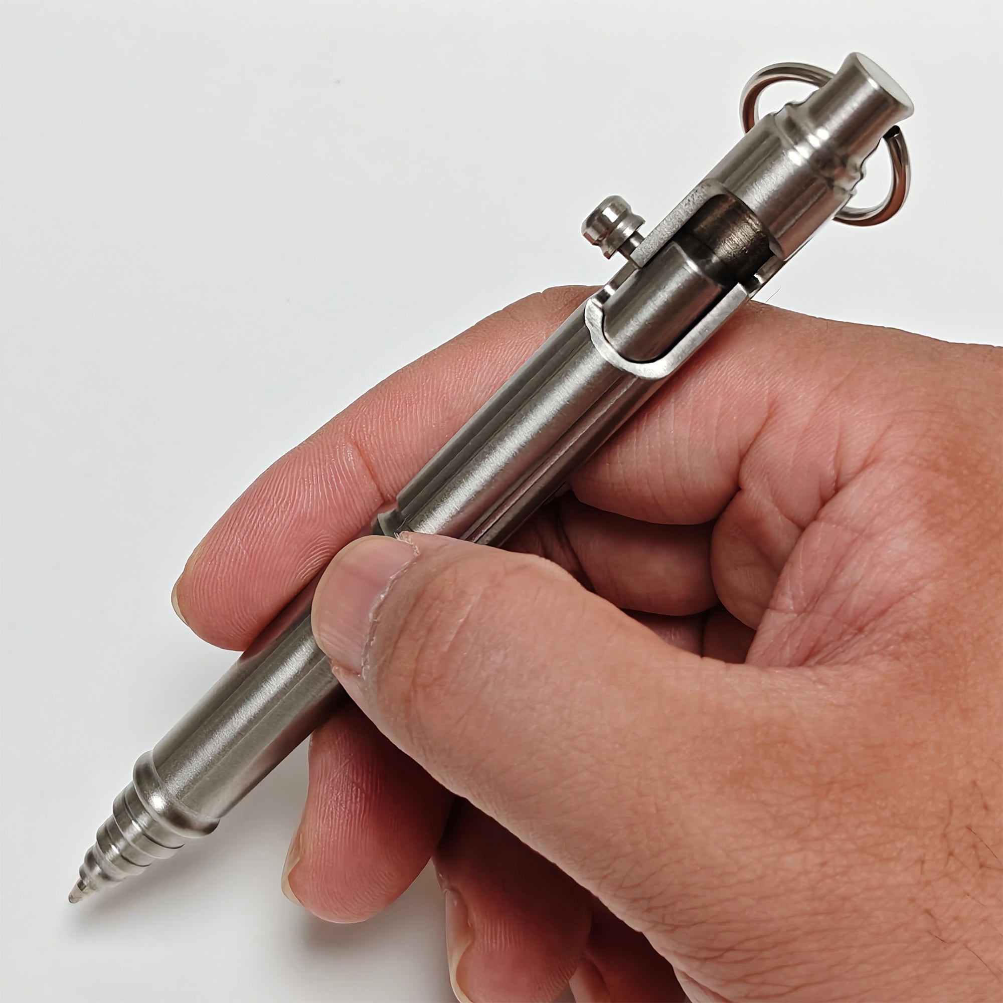 Bolt Action Keychain Pen - EDC Pocket Pen, Stainless Steel with Keyring, Writing Instrument for Everyday Carry - Perfect Gift for Men