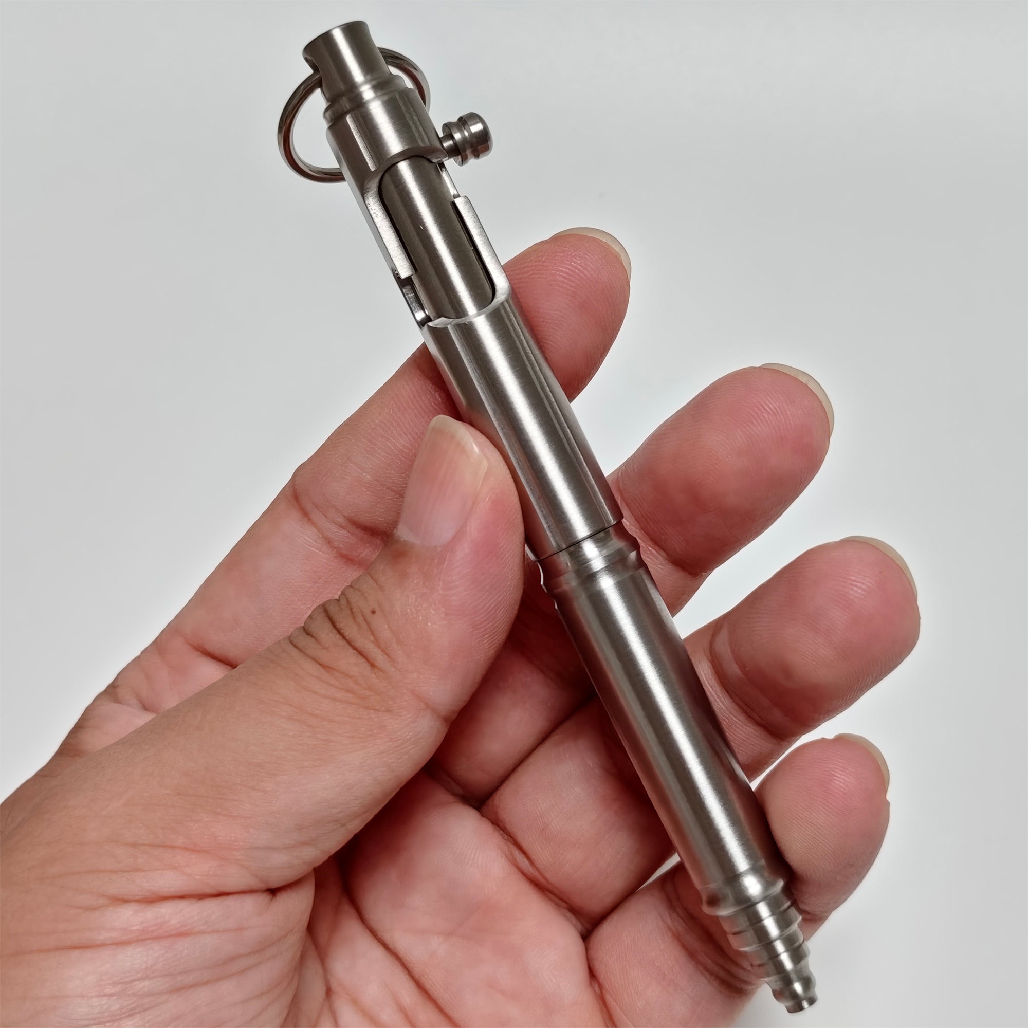Bolt Action Keychain Pen - EDC Pocket Pen, Stainless Steel with Keyring, Writing Instrument for Everyday Carry - Perfect Gift for Men