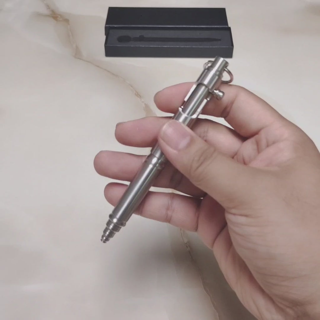 Bolt Action Keychain Pen - EDC Pocket Pen, Stainless Steel with Keyring, Writing Instrument for Everyday Carry - Perfect Gift for Men