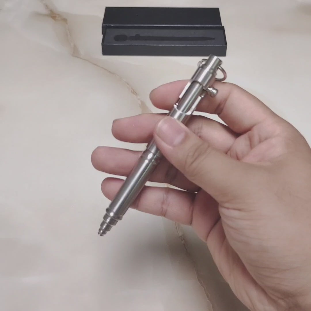 Bolt Action Keychain Pen - EDC Pocket Pen, Stainless Steel with Keyring, Writing Instrument for Everyday Carry - Perfect Gift for Men