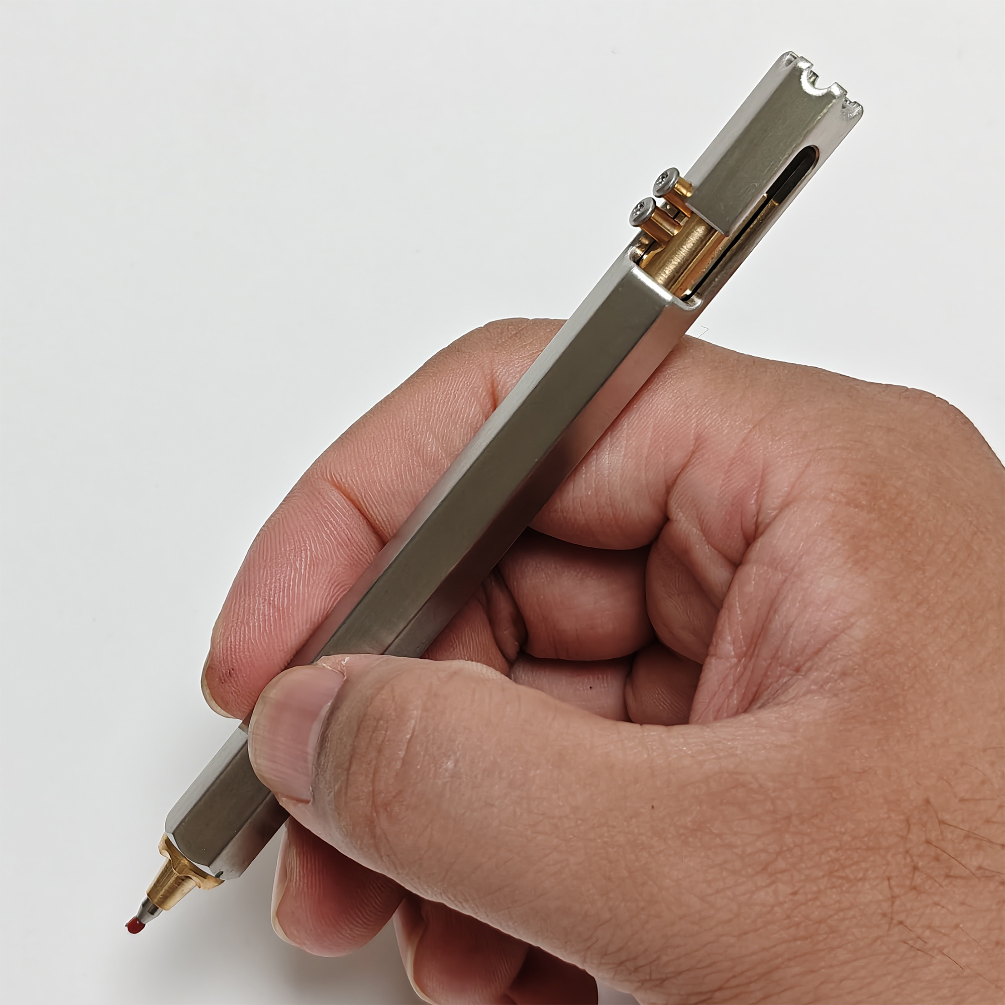 Compact Stainless Steel Bolt Action Ballpoint Pen - Premium EDC for Outdoor Enthusiasts, Retractable & Secure Lock, Lightweight, Durable, and Stylish Design for Everyday Carry - Image 7